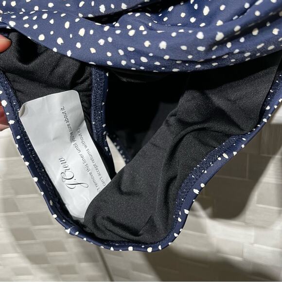 J. Crew Women’s Ruched Bandeau One Piece Swimsuit In Dot Womens Plus Size 24 - Picture 7 of 15